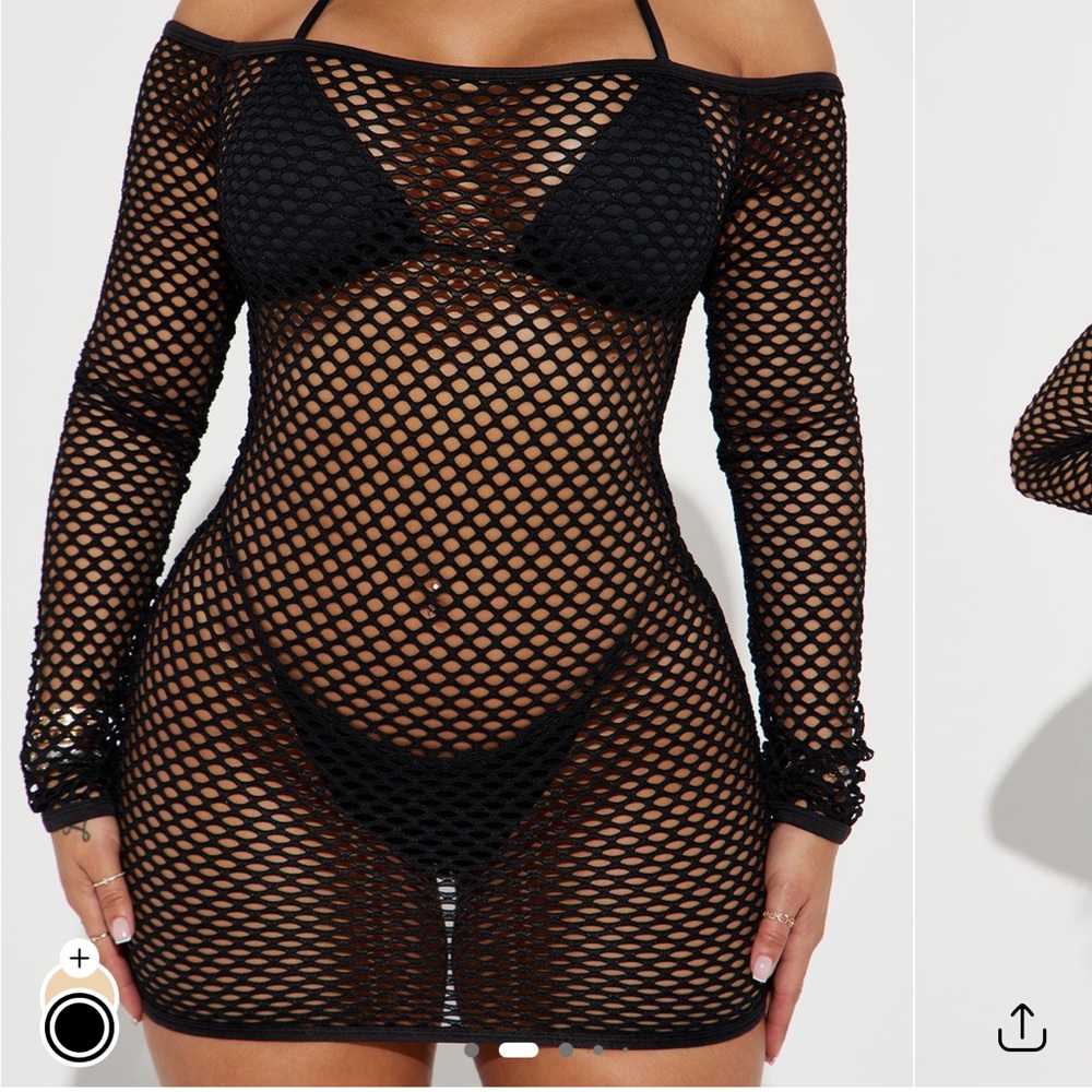 Black Fishnet Swim Cover-Up